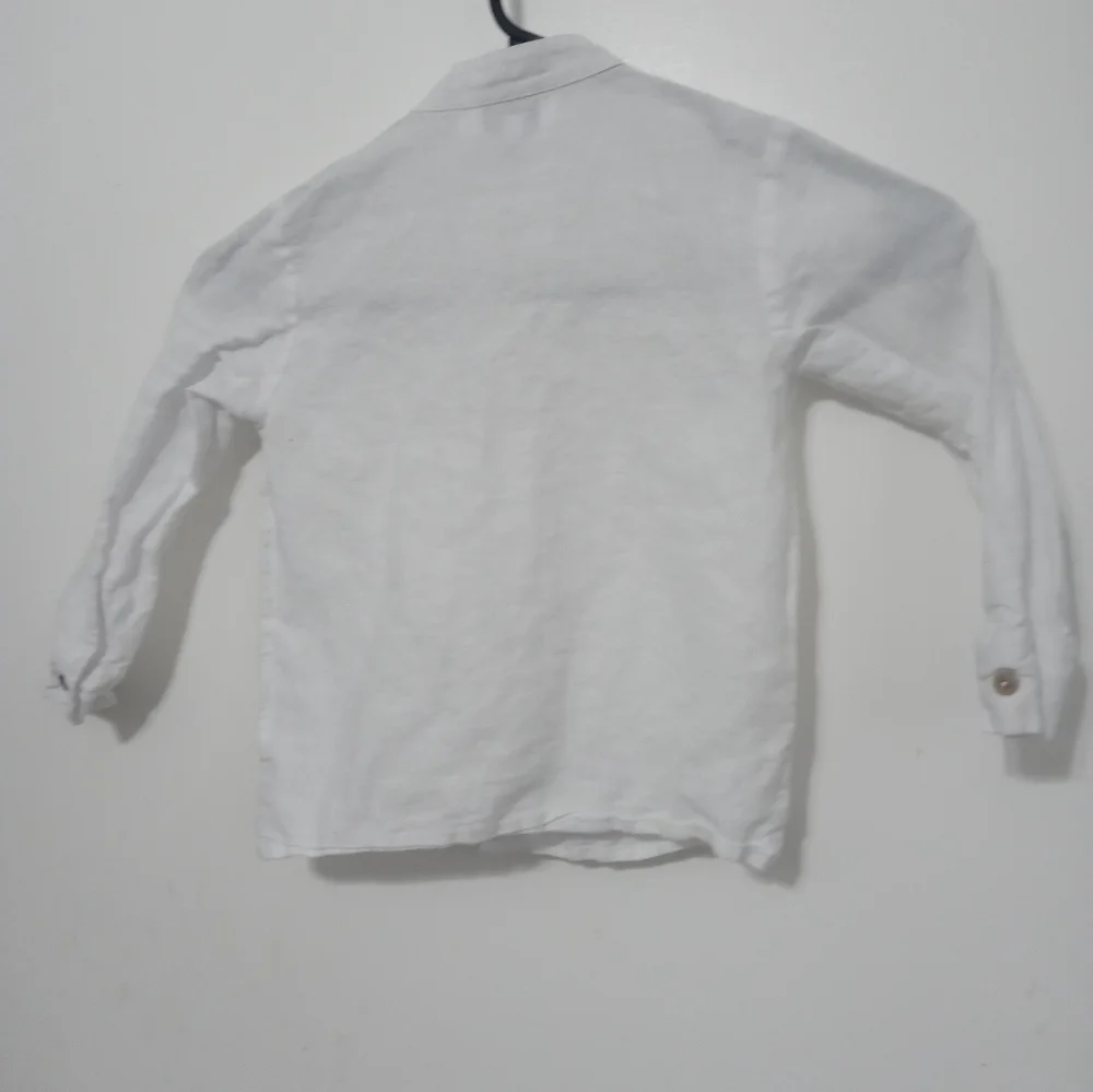 LULUKIDS BRIGHT WHITE LINEN BUTTON DOWN TODDLER BOY'S SHIRT 3-4Y